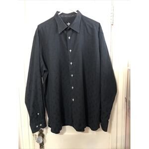 NWOT Fleur De Lis Men's Long Sleeve Button-up XXL Black Paisley 100% Cotton